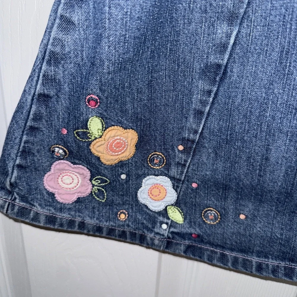 Vtg Y2K Gymboree Flower Denim Dress Girls 18-24 Months 2006